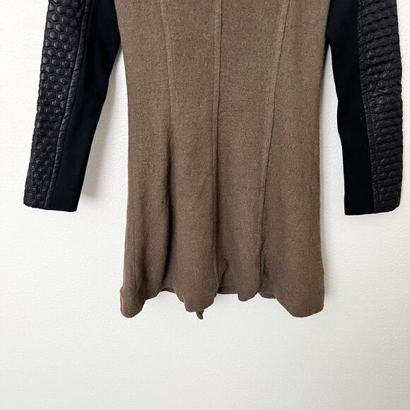 [Lucy Paris] Olive Green Black Mixed Media Wool Faux Leather Jacket Size Small S - Picture 6 of 11